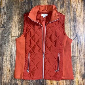 Christopher & Banks Burnt Orange Solid Diamond Quilted Vest Size Medium